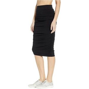 Hard Tail Shirred Black Poet Pencil Skirt